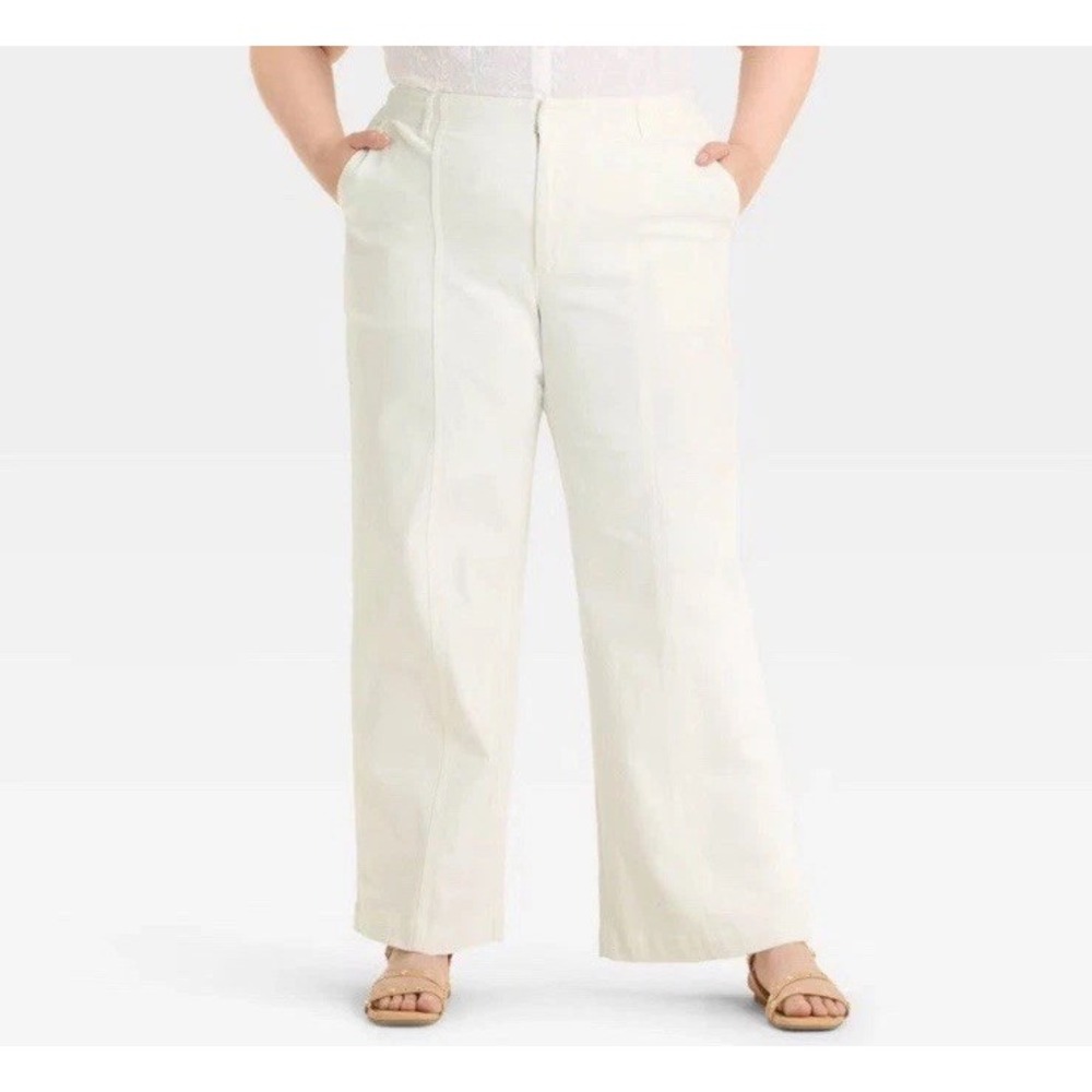 Women's High-Rise Wide Leg Pants - Universal Thread White 17